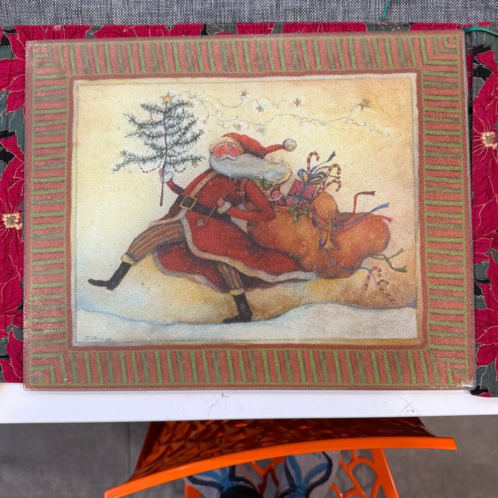 Susan Winget Christmas Santa 12" x‎ 15" Tempered Glass Counter Protector